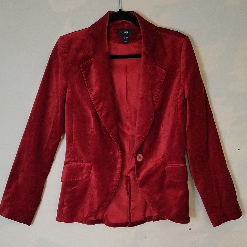 H&M Red Velvet Blazer